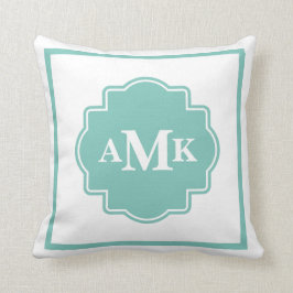 Classic Seafoam Green und White Monogram Pillow Kissen