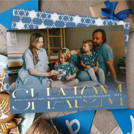 Classic Shalom Peace Liebe Foto Hanukkah Folien Feiertagskarte