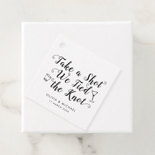 Classic Shot Tied the Knot Wedding Drink Geschenkanhänger (Beispiel)