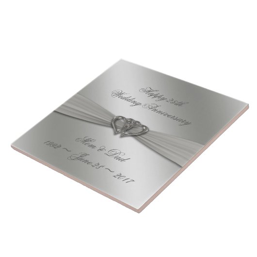 Classic Silver 25. Hochzeitstag Fliese (Seite)