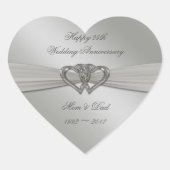 Classic Silver 25. Hochzeitsticker Herz-Aufkleber (Vorderseite)