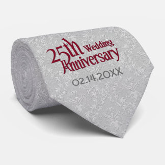 Classic Silver Damask 25. Hochzeitstag Krawatte
