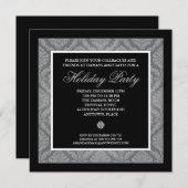 Classic Silver Damask Corporate Holiday Party Einladung (Vorne/Hinten)