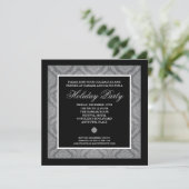Classic Silver Damask Corporate Holiday Party Einladung (Stehend Vorderseite)