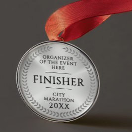 Classic Silver Finish Monochrome Sport Race Medal Ornament Aus Metall