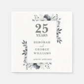 Classic Silver Floral 25. Hochzeitstag Serviette (Vorderseite)