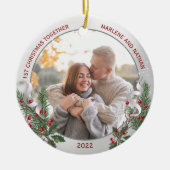 Classic Silver Frame Foto 1. Weihnachten gemeinsam Keramik Ornament (Vorne)