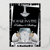 Classic SILVER Gatsby Deko Wedding Foil Einladung (Vorderseite)