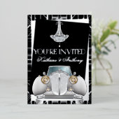 Classic SILVER Gatsby Deko Wedding Foil Einladung (Stehend vorne)