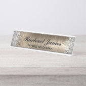 Classic Silver Glitzer Imitats Gold Foil Schreibtischnamensplakette (Vorderseite )