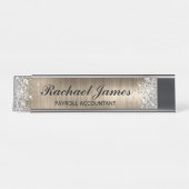 Classic Silver Glitzer Imitats Gold Foil Schreibtischnamensplakette (Vorderseite )