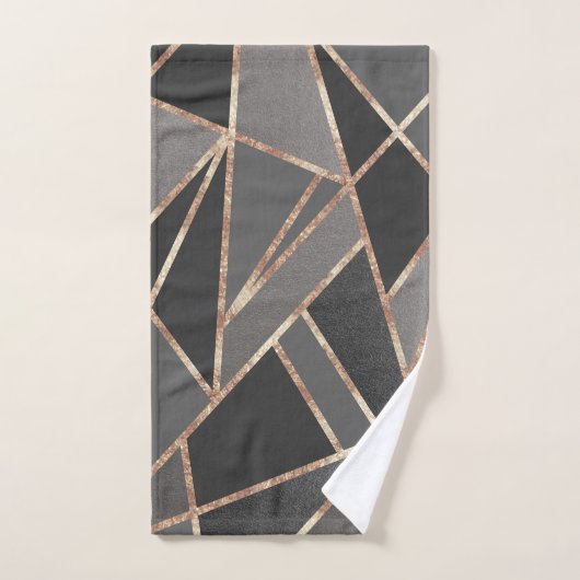 Classic Silver Gray Charcoal Rose Gold Geo #1 Badhandtuch Set (Handtuch)