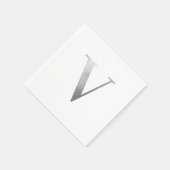 Classic Silver Gray Foil Monogram V Serviette (Ecke)