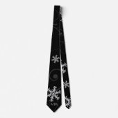 Classic Silver, White and Black Snowflake Monogram Krawatte (Vorderseite)