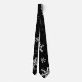 Classic Silver, White and Black Snowflake Monogram Krawatte (Rückseite)