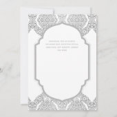 Classic Silver White Verziert Elegante Hochzeit Einladung (Rückseite)