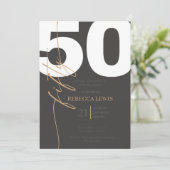 Classic Simple 50th Modern Adult Birthday Einladung (Stehend Vorderseite)