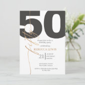 Classic Simple 50th Modern Adult Birthday Einladung (Stehend Vorderseite)
