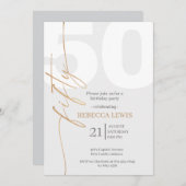 Classic Simple 50th Modern Adult Birthday Einladung (Vorne/Hinten)