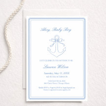 Classic Simple Ahoy Baby Boy Elegant Shower