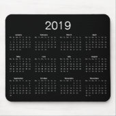 Classic Simple Black and White 2019 Calendar Mousepad (Vorne)