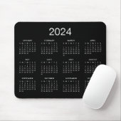 Classic Simple Black and White 2024 Calendar Mousepad (Mit Mouse)