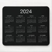 Classic Simple Black and White 2024 Calendar Mousepad (Vorne)