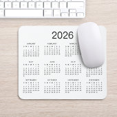 Classic Simple Black and White 2024 Calendar Mousepad
