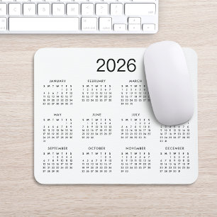 Classic Simple Black and White 2024 Calendar Mousepad