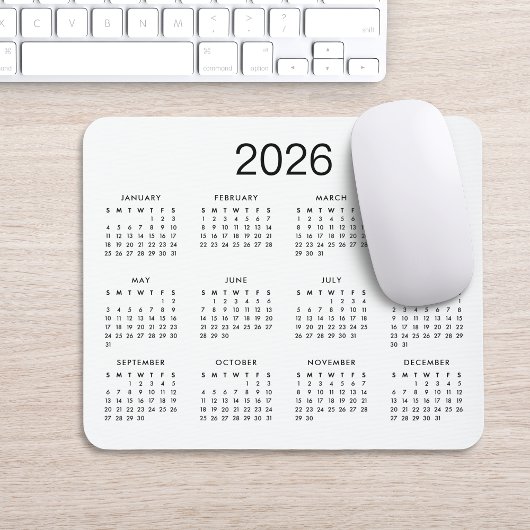Classic Simple Black and White 2024 Calendar Mousepad