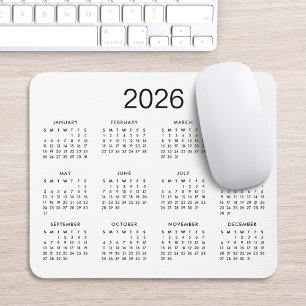 Classic Simple Black and White 2024 Calendar Mousepad