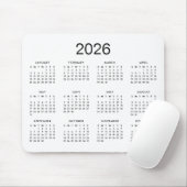 Classic Simple Black and White 2024 Calendar Mousepad (Mit Mouse)