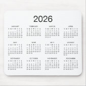 Classic Simple Black and White 2024 Calendar Mousepad (Vorne)