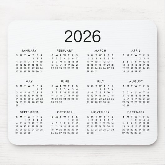 Classic Simple Black and White 2024 Calendar Mousepad (Vorne)