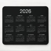 Classic Simple Black and White 2026 Calendar Mousepad (Vorne)