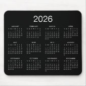 Classic Simple Black and White 2026 Calendar Mousepad (Vorne)