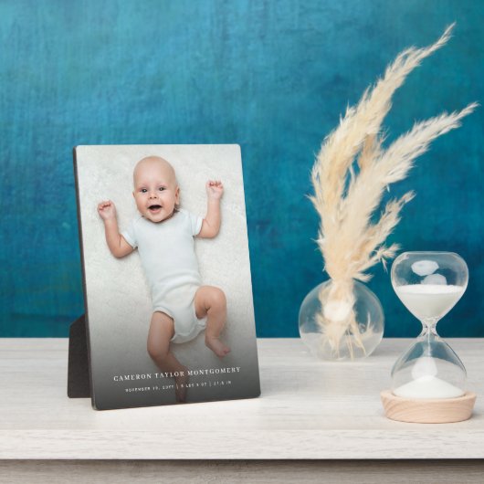 Classic Simple Black Gradient Modern Baby Foto Fotoplatte (Seite)