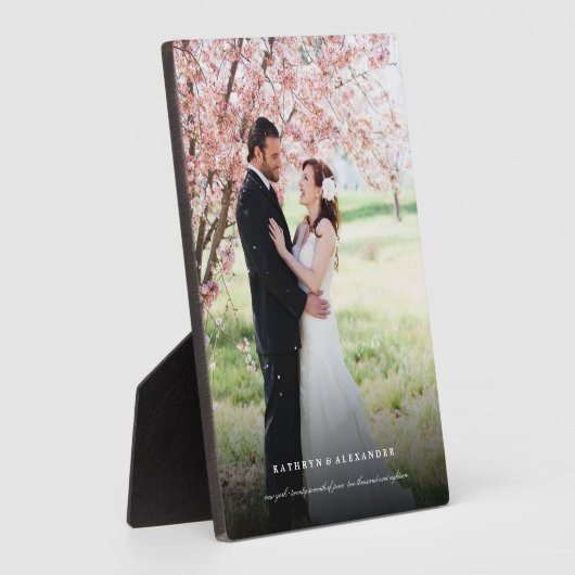 Classic Simple Black Gradient Wedding Foto Easel Fotoplatte (Seite)
