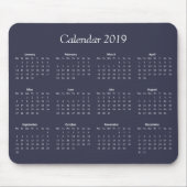 Classic Simple Blue and White 2019 Calendar Mousepad (Vorne)
