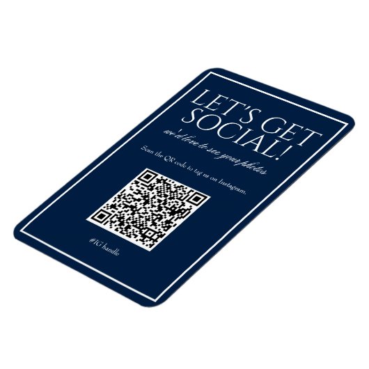 Classic Simple Blue QR Code Social Media Magnet (Linke Seite)