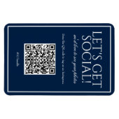 Classic Simple Blue QR Code Social Media Magnet (Horizontal)