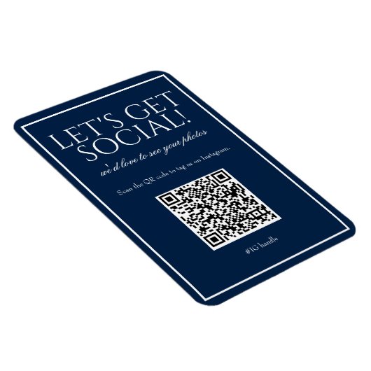 Classic Simple Blue QR Code Social Media Magnet (Rechte Seite)
