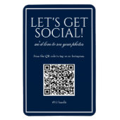 Classic Simple Blue QR Code Social Media Magnet (Vertikal)