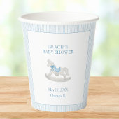 Classic Simple Blue Rocking Horse Boy Baby Shower Pappbecher