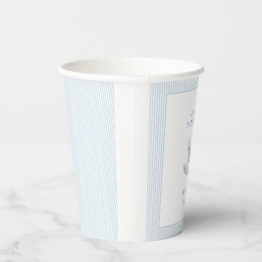 Classic Simple Blue Rocking Horse Boy Baby Shower Pappbecher (Rechts)