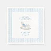 Classic Simple Blue Rocking Horse Boy Baby Shower Serviette (Vorderseite)