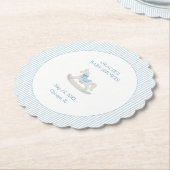 Classic Simple Blue Rocking Horse Boy Baby Shower Untersetzer (angewinkelt)