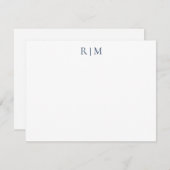 Classic Simple Blue Two Monogram Note Card Mitteilungskarte (Vorne/Hinten)
