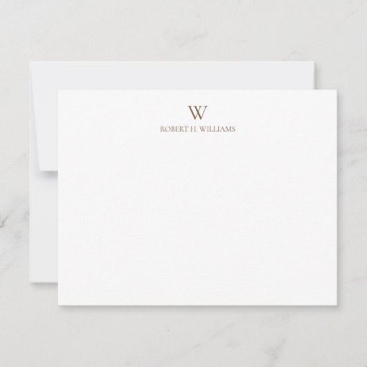Classic Simple Brown Monogram Note Card Mitteilungskarte (Vorderseite)