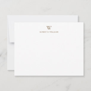 Classic Simple Brown Monogram Note Card Mitteilungskarte
